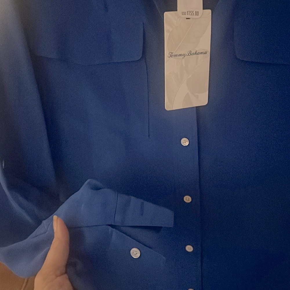 Tommy Bahama June 100% Silk Cargo Pocket Blouse NWT - Picture 5 of 6